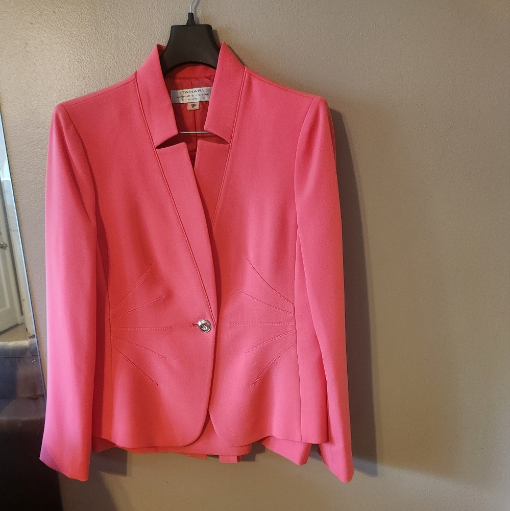 Tahari, Skirt Suit, Jacket and Skirt, Peach, 8P